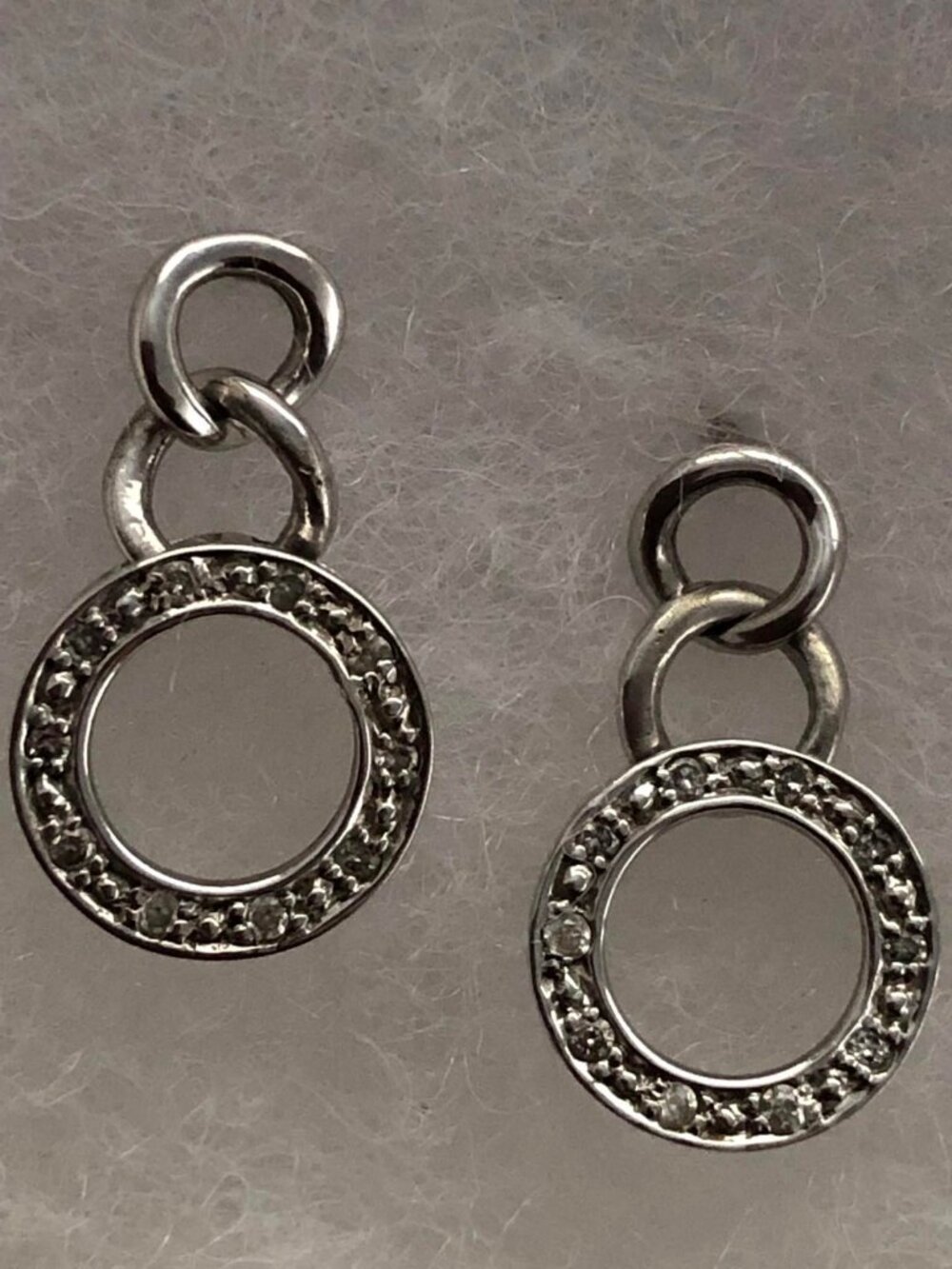 Dainty 10K White Gold and Diamond Earrings - Like New - Unique Halo Design
